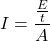 \displaystyle{I}=\frac{\frac{E}{t}}{A}\\