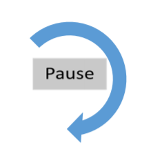 The word pause in a box surrounded by blue arrow