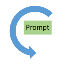 The word prompt in a box surrounded by blue arrow