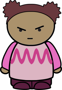 Cartoon character of angry girl