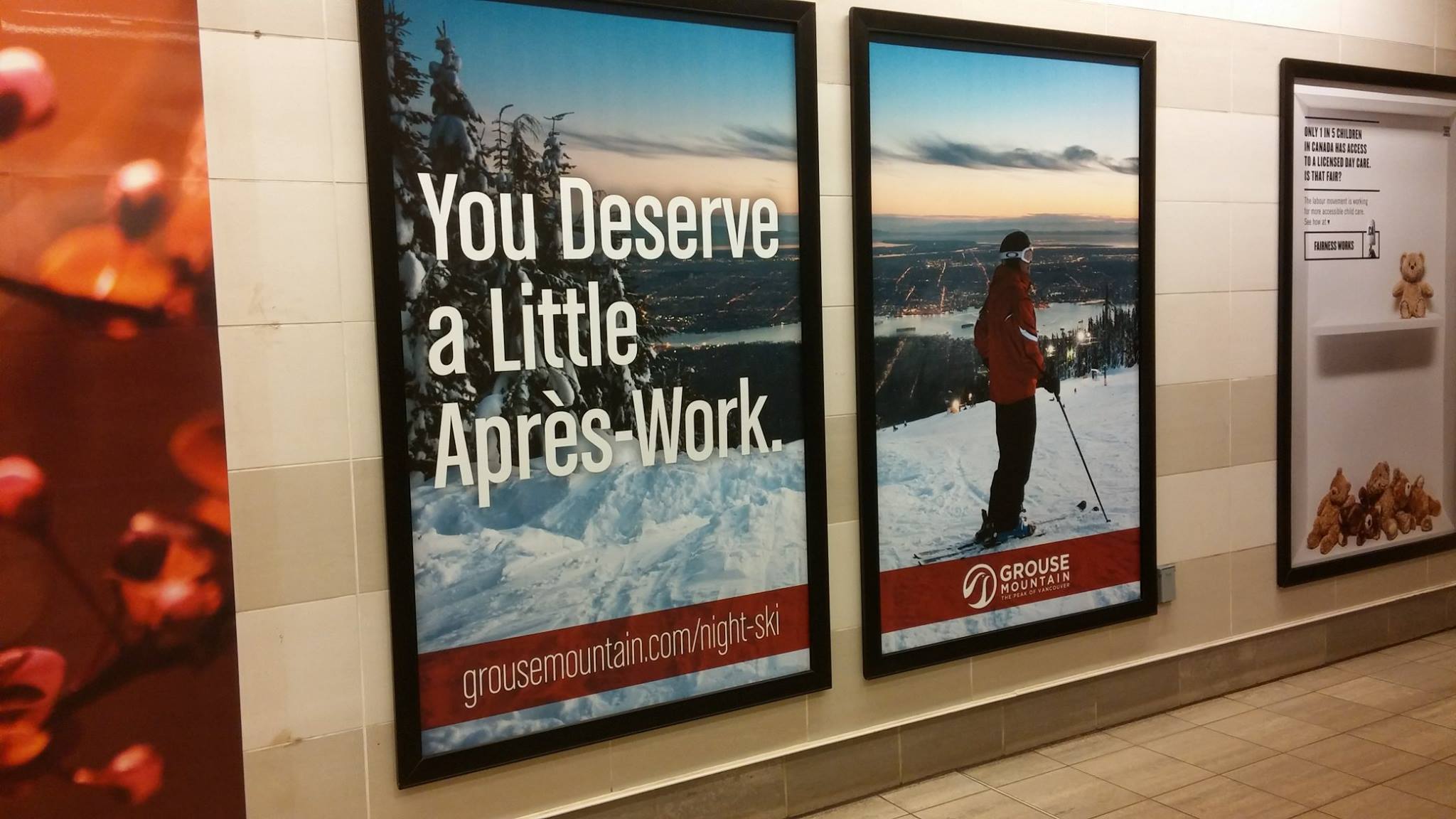 An ad for skiing, saying, &quot;You deserve a little après-work.&quot;