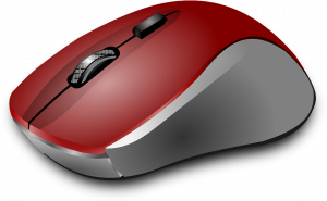 A red computer mouse.