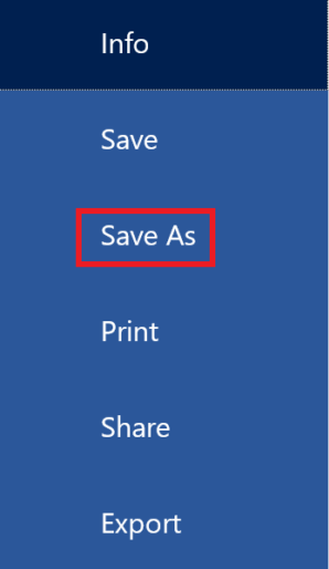 "Save as" is highlighted in the "File" menu.