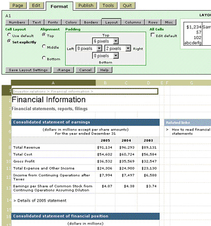 Screenshoot of spreadsheet software.