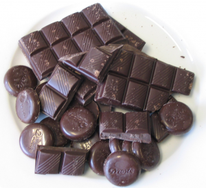 A close up of a variety of milk chocolate.