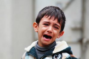 A boy crying.