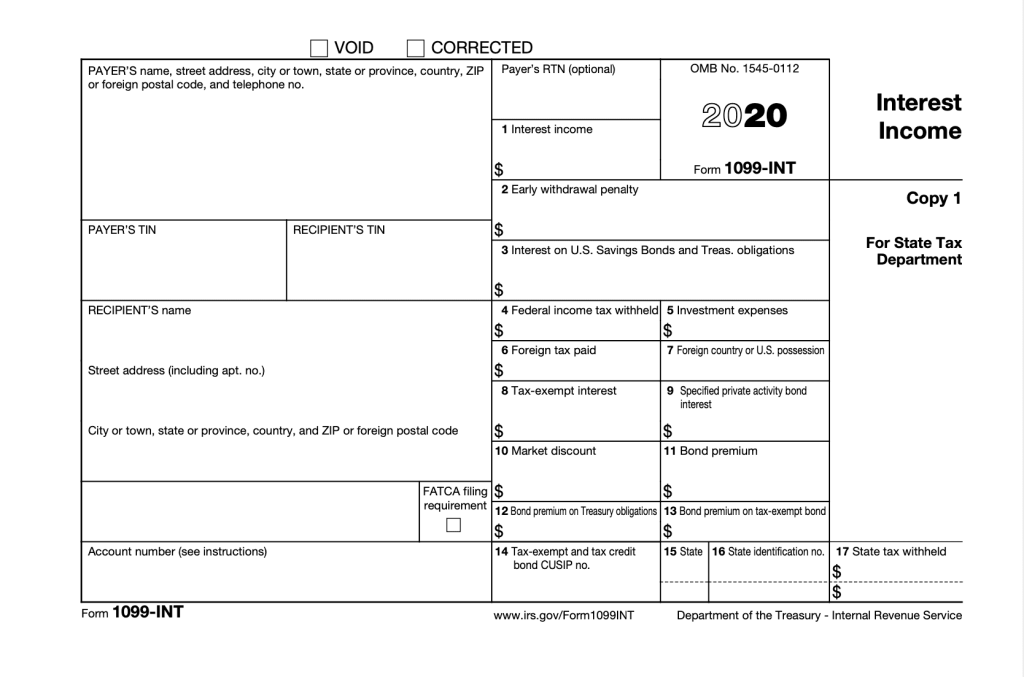 This image shows the 1099INT tax form.
