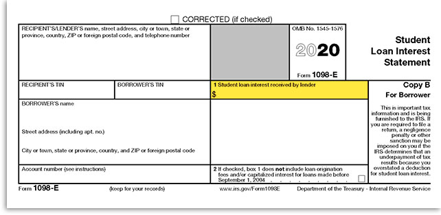 This image shows the 1098e student loan interest tax form.