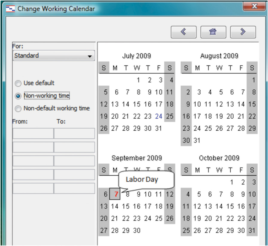 Change Working Calendar.