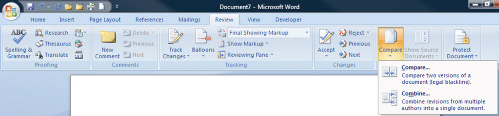 Compare Documents Feature