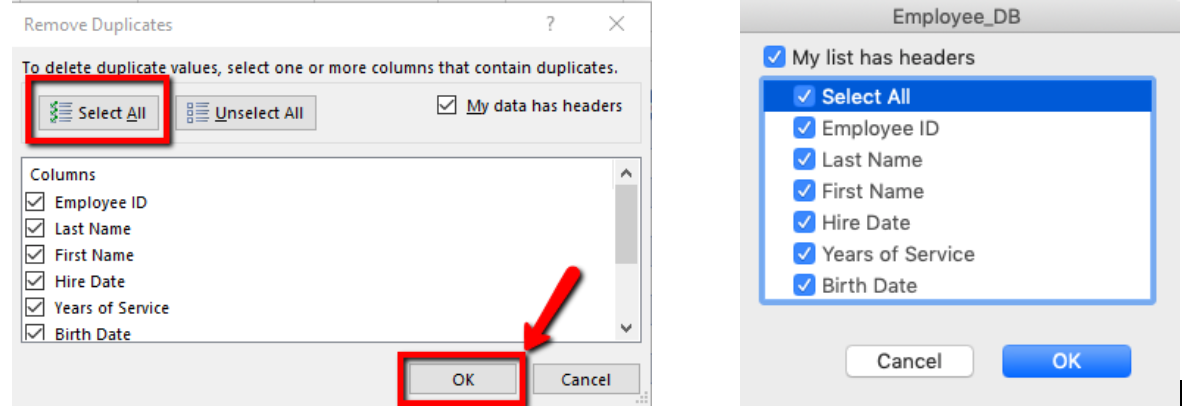 Windows and Mac duplicate records dialog box