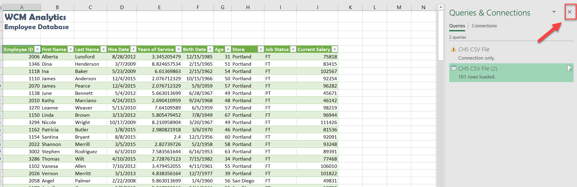 Screenshot Queries & Connections Window