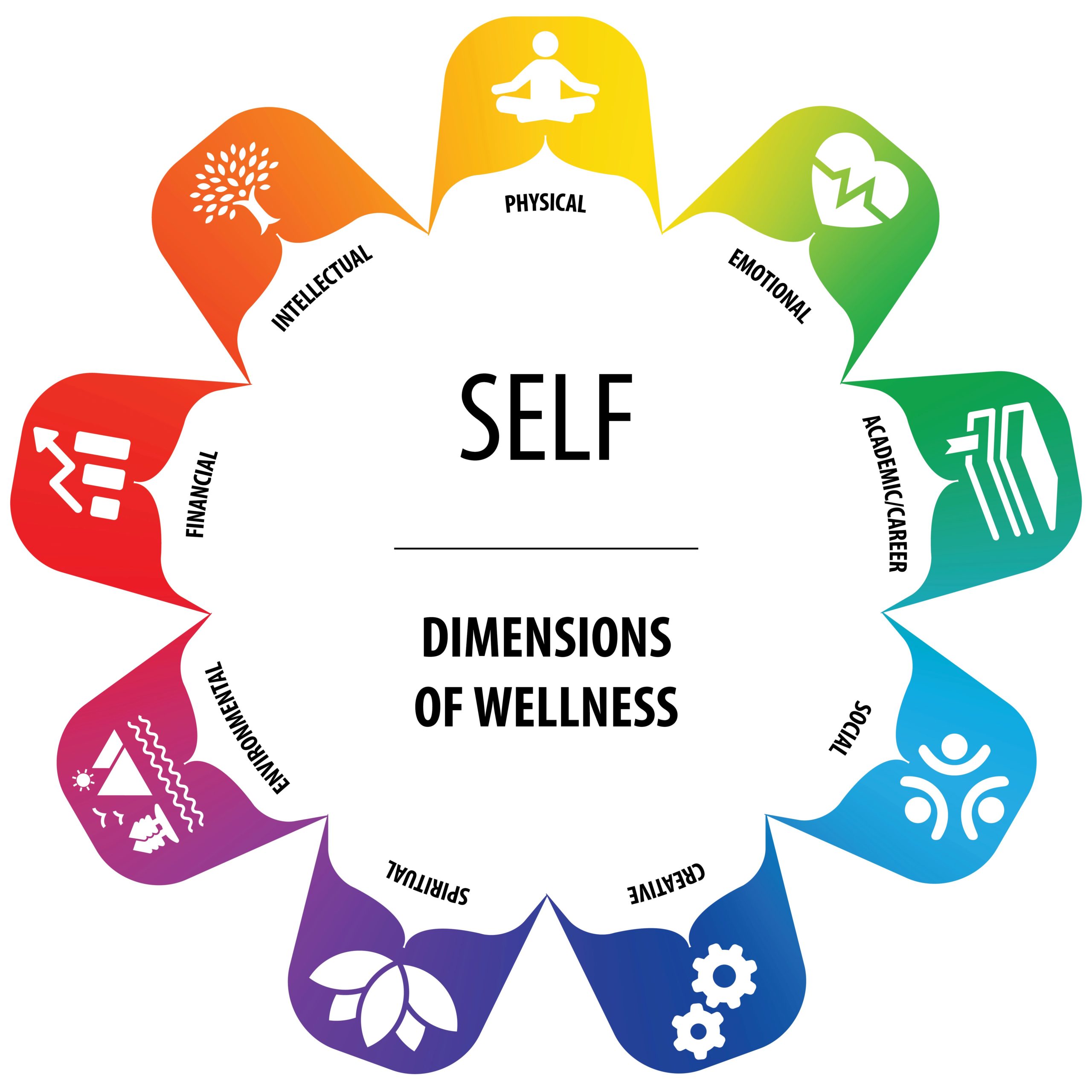 dimensions of wellness. image described by the following text