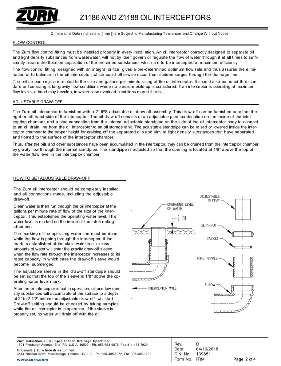 Z1186 AND Z1188 OIL INTERCEPTORS