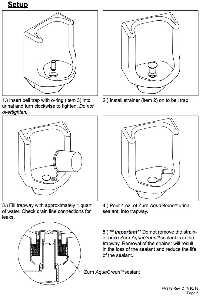 Zurn Z5795 / Z5796 Waterless Urinal