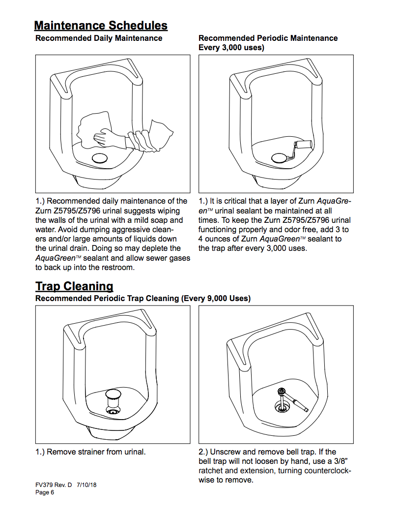 Zurn Z5795 / Z5796 Waterless Urinal