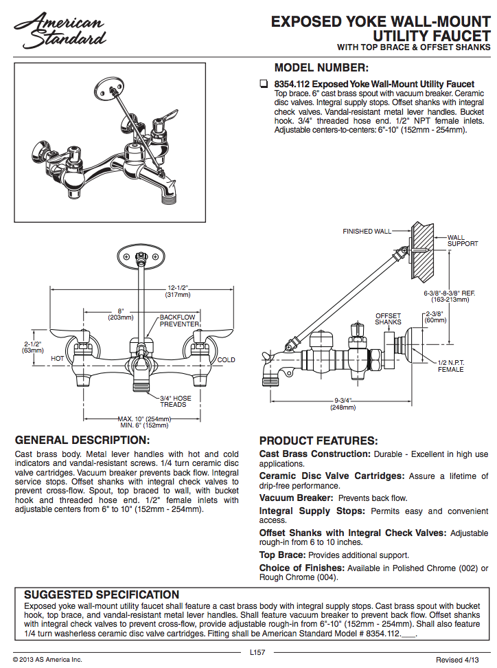 Exposed Yoke wall-mouth utility faucet