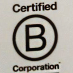 B corporation logo showing a capital B in a circle with the word Certified above it and Corporation (underlined) below it.