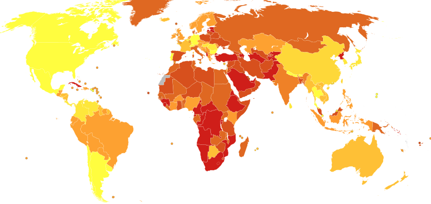 Iodine deficiency world map