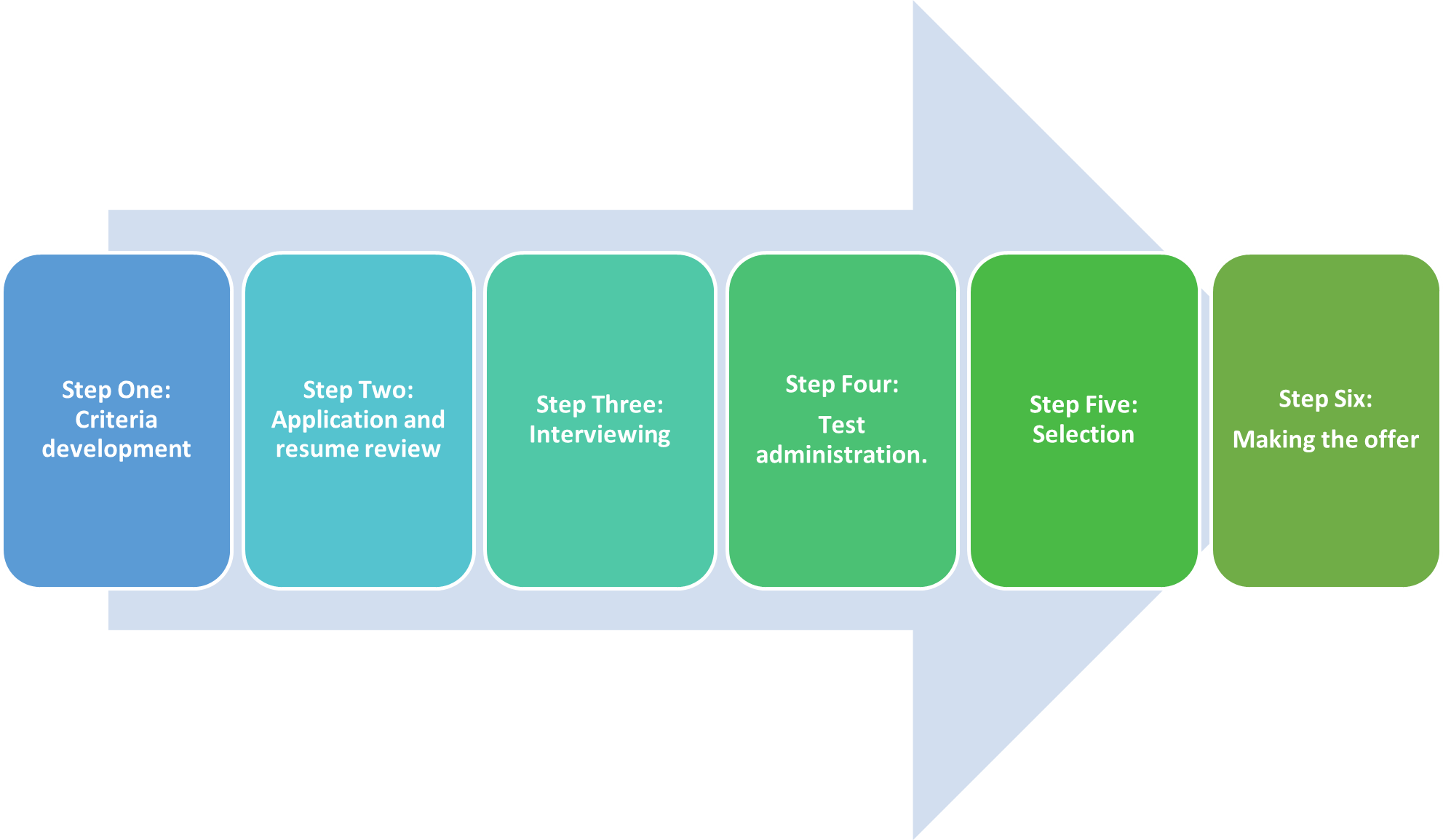 6 step selection process - described below