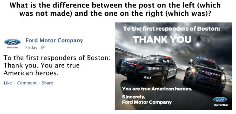 Ford Social Media Posts During Boston Bomber Tragedy in 2013