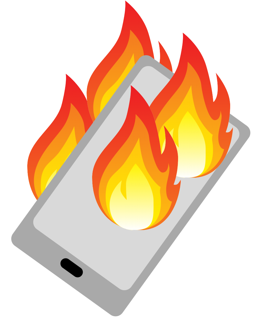 picture of phone on fire