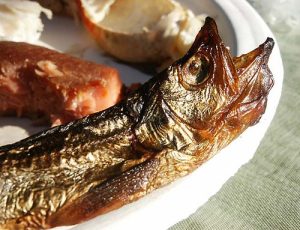 Figure 2.20 Image of cooked ooligan. With 20% fat by body weight, this fat rich fish is a crucial part of the First Nations diet. Figure 2.20 Image of cooked ooligan. With 20% fat by body weight, this fat rich fish is a crucial part of the First Nations diet.