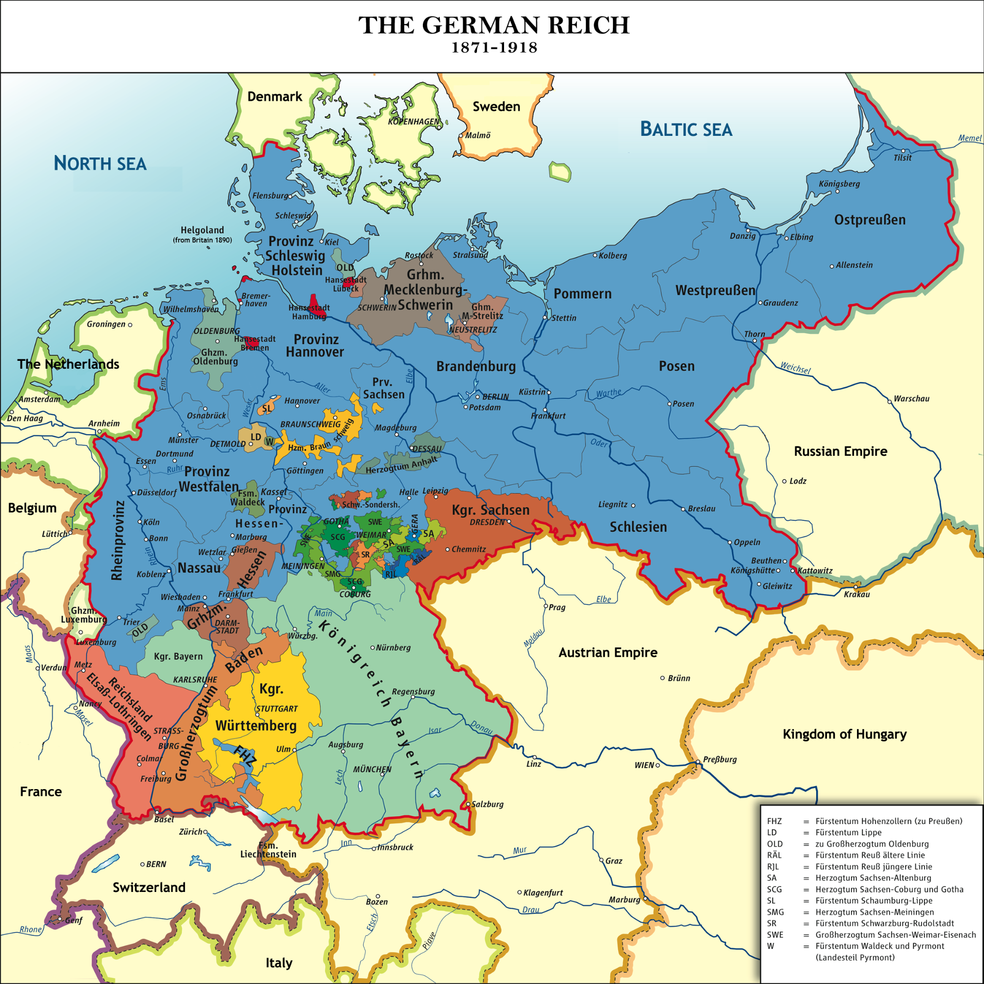 Map of Germany after unification.