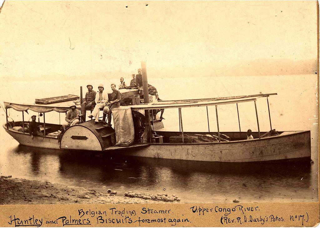 Photograph of a small steamship in the Belgian Congo.