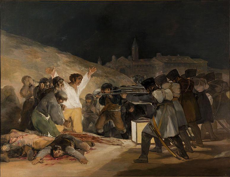 Goya's The Third of May, with French troops gunning down helpless Spanish villagers.