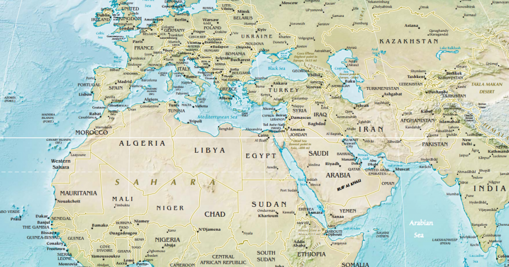 Physical Map Of North Africa Southwest Asia North Africa Physical Map   Physical 1024x537 