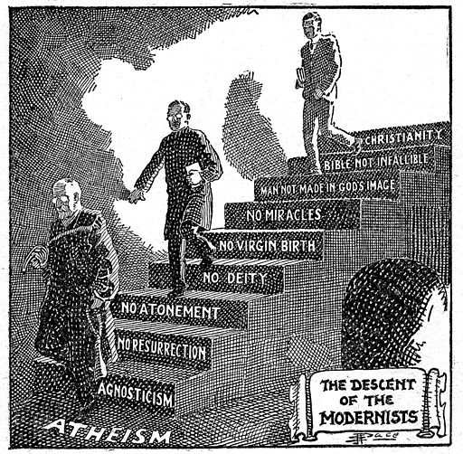 A fundamentalist Christian cartoon. Long description available.