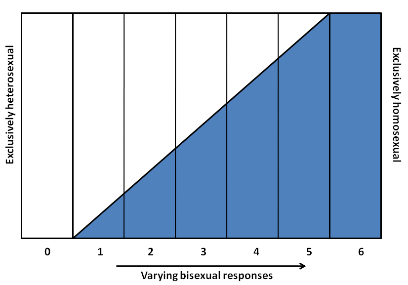A scale from 0-6 with 0 being exclusively heterosexual and 6 being exclusively homosexual.