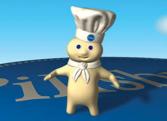 A screenshot of an ad showing the 3d rendered DoughBoy from Pillsbury Doughboy