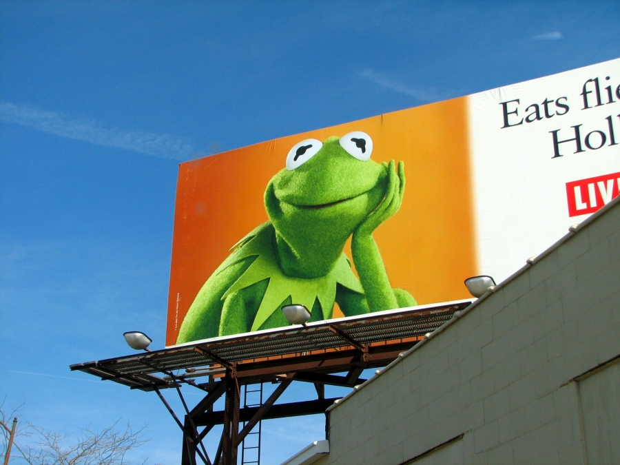 A Kermit the Frog billboard.